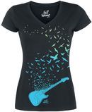 T-Shirt "Guitar ´n Birds", V-Neck, Gr. L