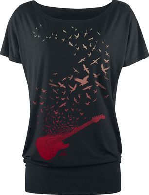 T-Shirt "Guitar ´n Birds", rot, Gr. L