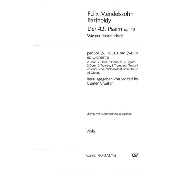 Einzelstimme Instrumental "Wie der Hirsch schreit" - F. Mendelssohn-Bartoldy